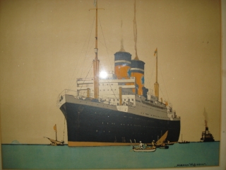 BLUE STAR LINE ORIGINAL SIGNED NORMAN WILKINSON OCEAN 